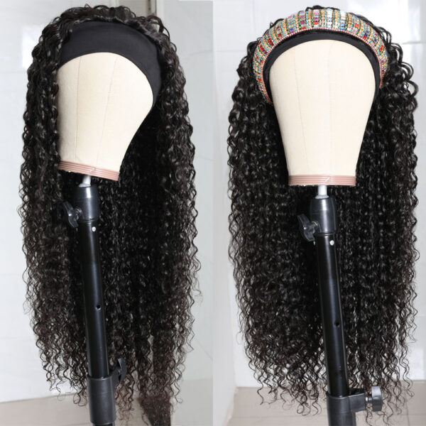Headband Wig Human Hair Deep Wave Wig - Image 5